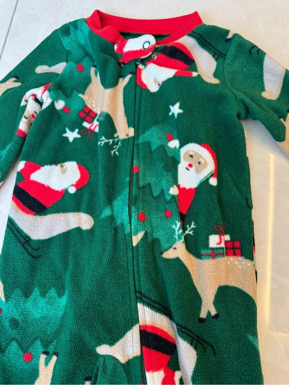 Carter's Baby Santa & Reindeer Fleece Footed Pajamas.